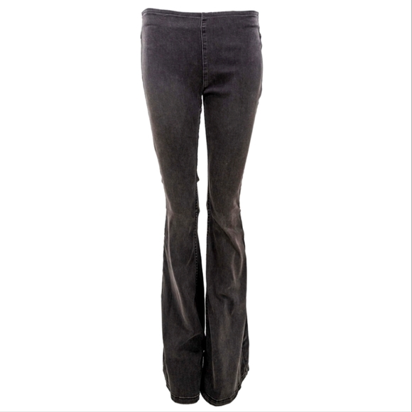 Free People black high-rise "Flare Penny" bell-bottom jeans, size 29. - Picture 2 of 16